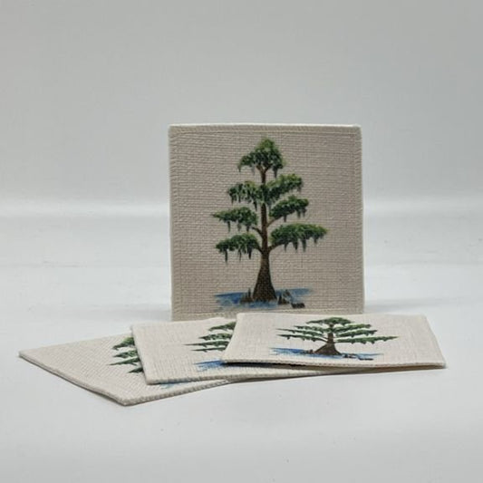 Cypress Tree Linen Coasters (set of 4)