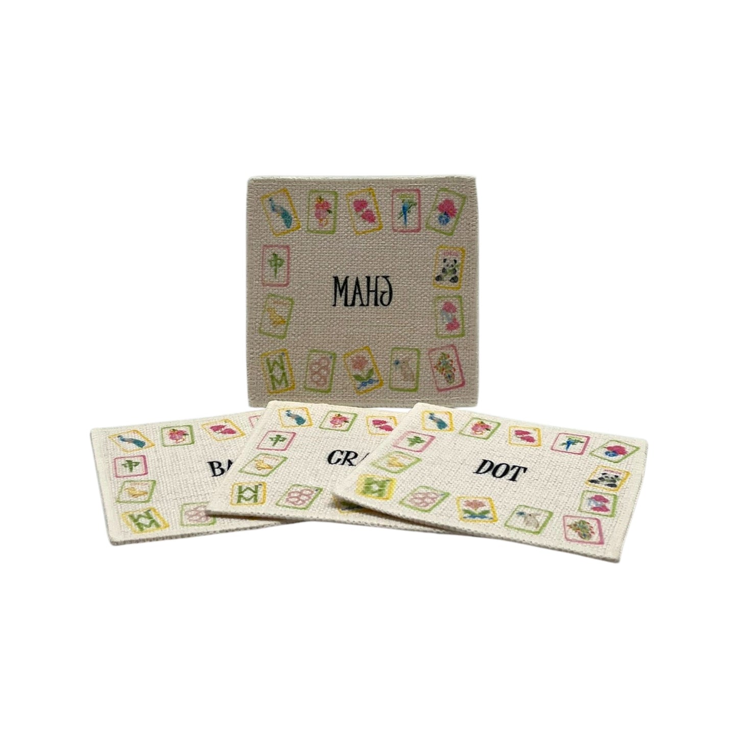 Mahjong Coasters (linen - set of 4)