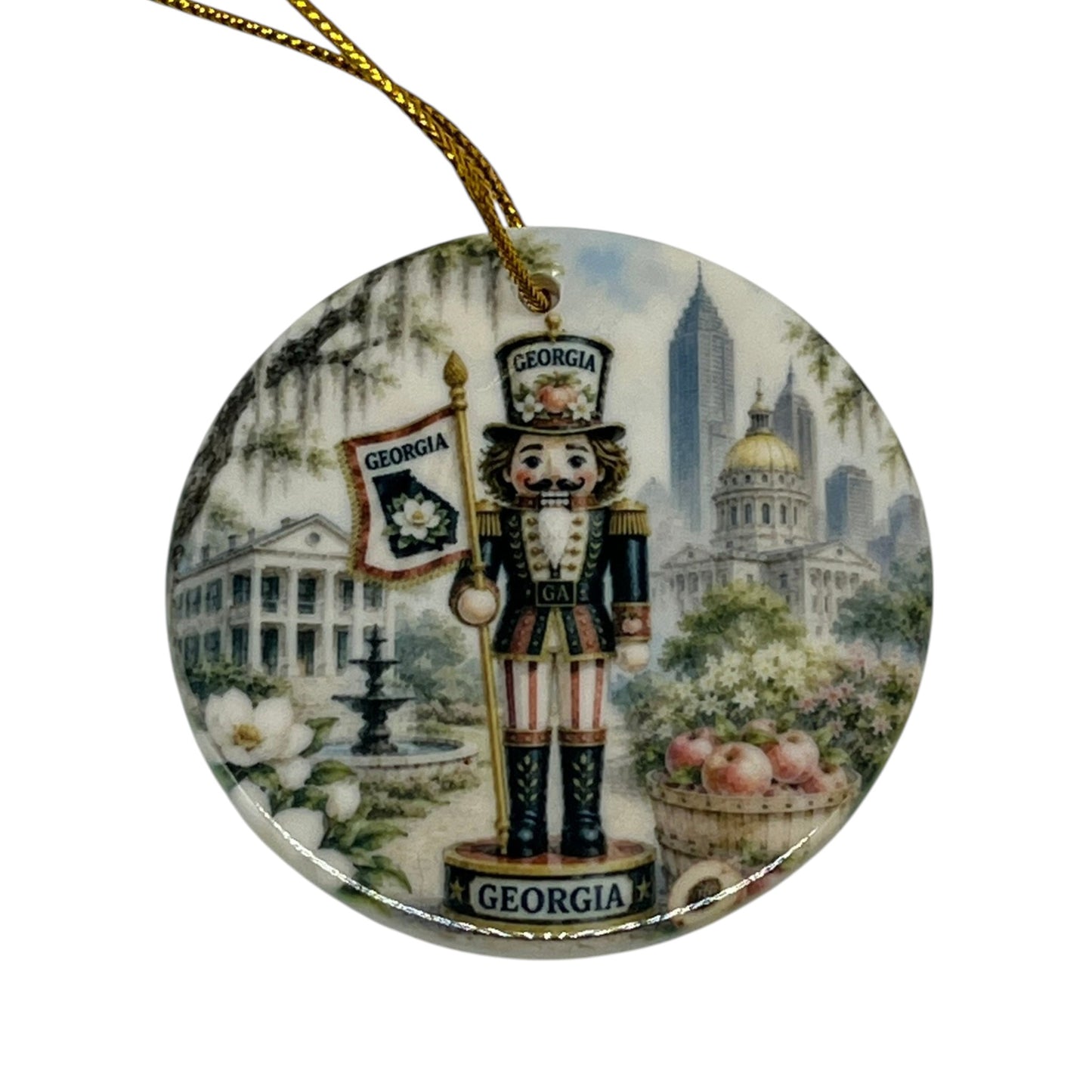 Georgia Nutcracker Porcelain Ornament – 3"