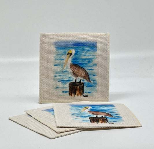 Pelican Linen Coasters (set of 4)