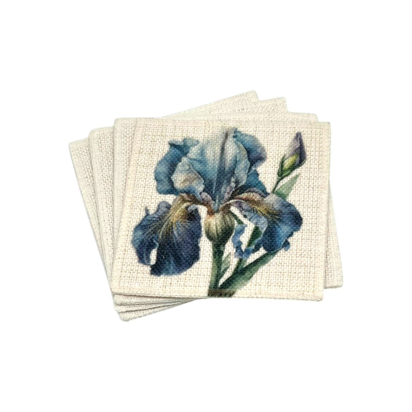 Purple Iris Coasters (linen - set of 4)