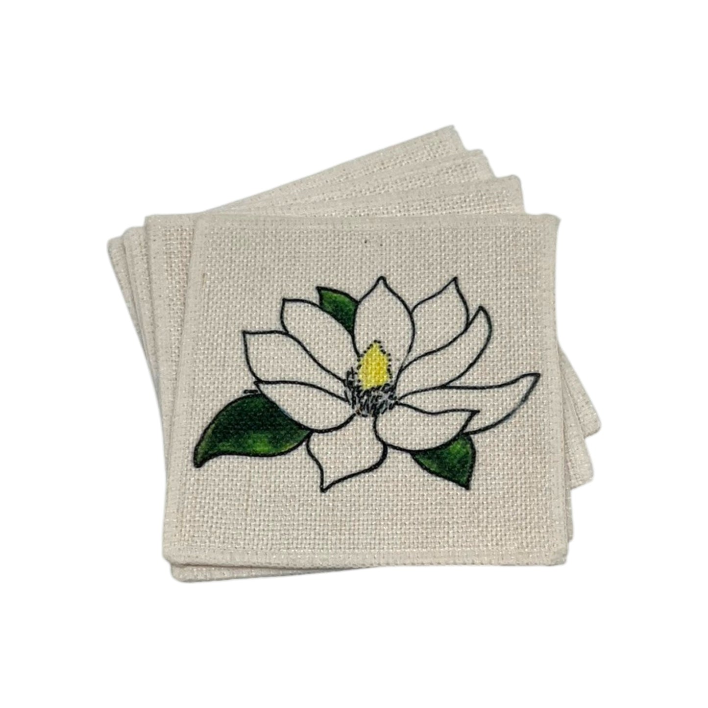 Magnolia Coasters (linen - set of 4)
