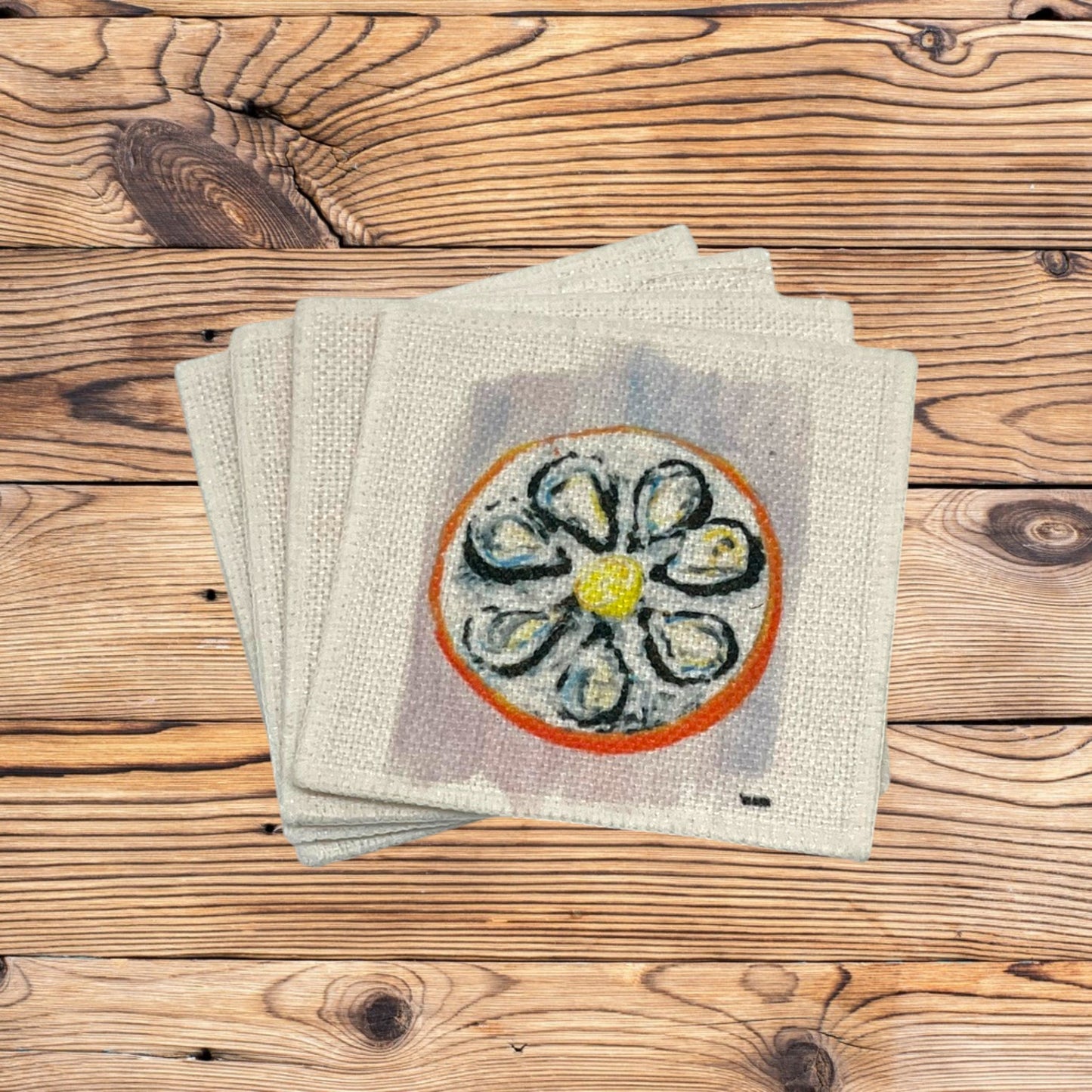 Oysters Coasters (linen - set of 4)