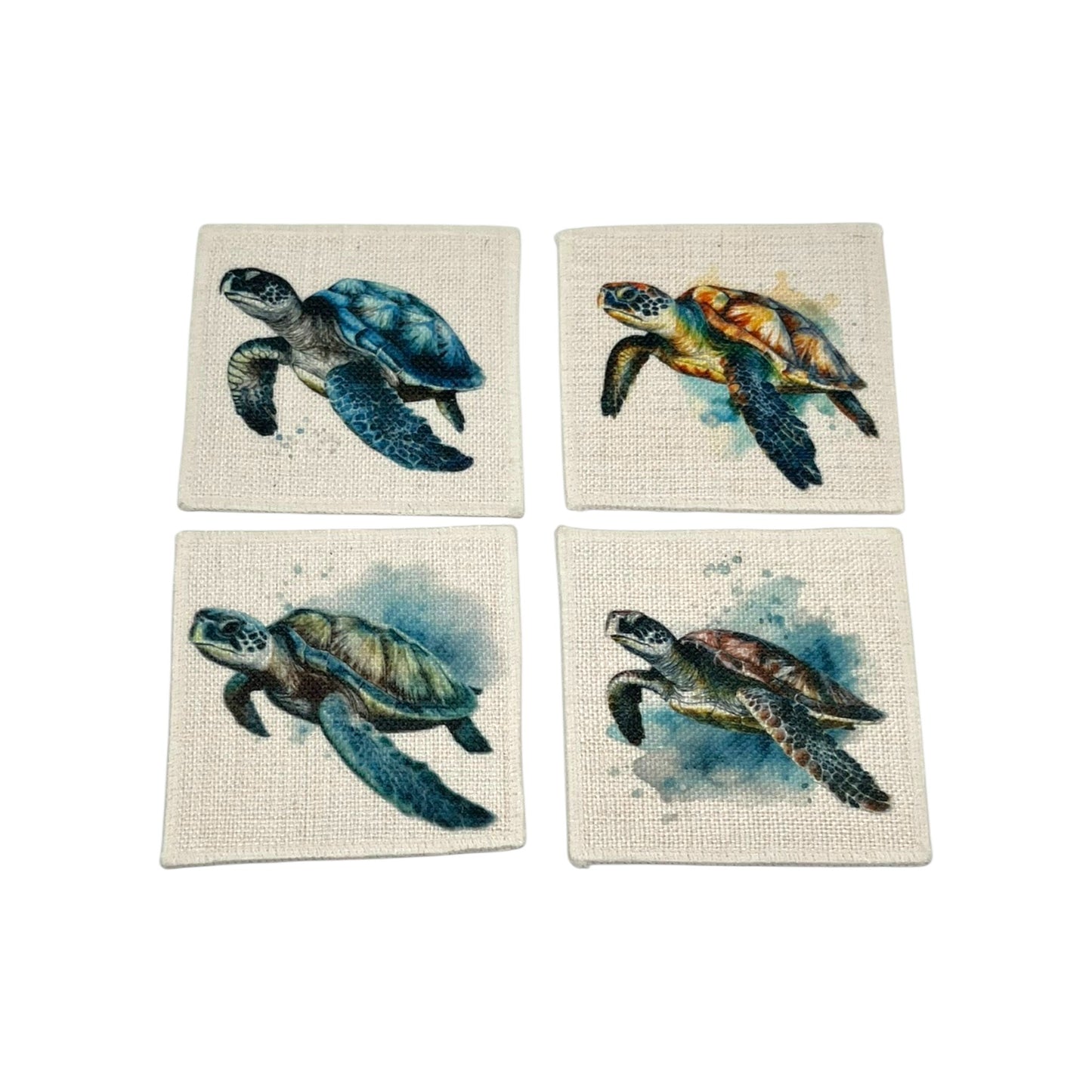 Sea Turtles Coasters (linen - set of 4)