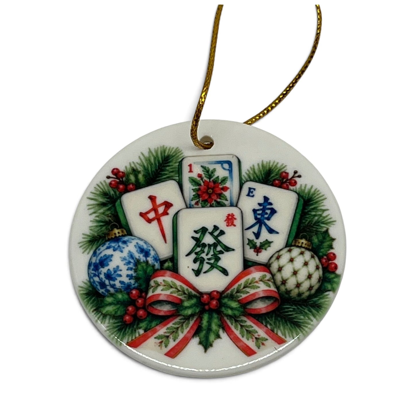 Festive Mahjong Porcelain Ornament – 3"