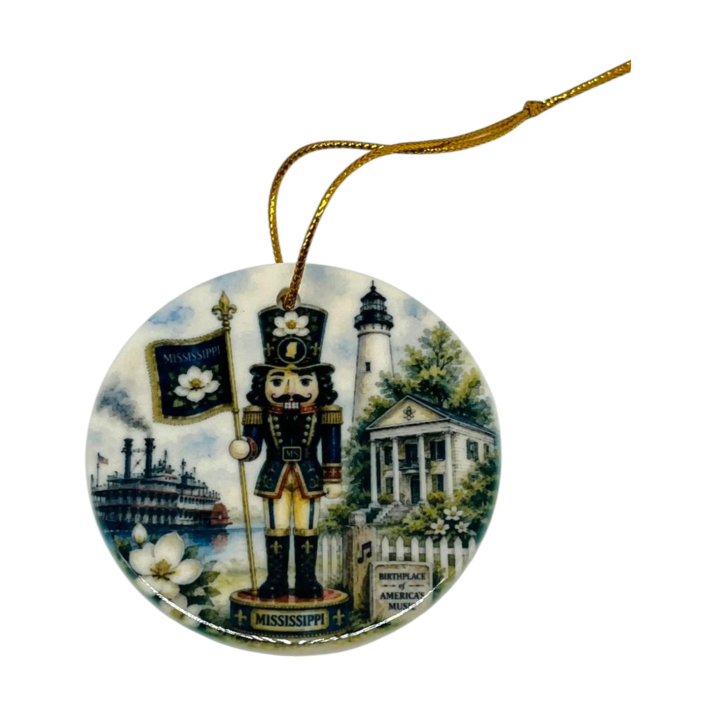 Mississippi Nutcracker Porcelain Ornament – 3"