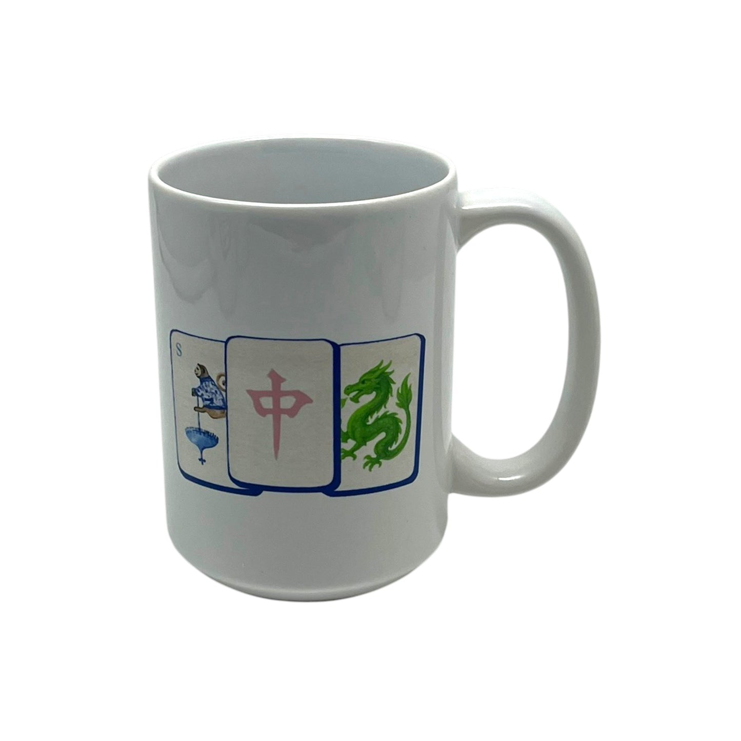 Mahjong Tiles Mug, 15 oz. (blue tiles)