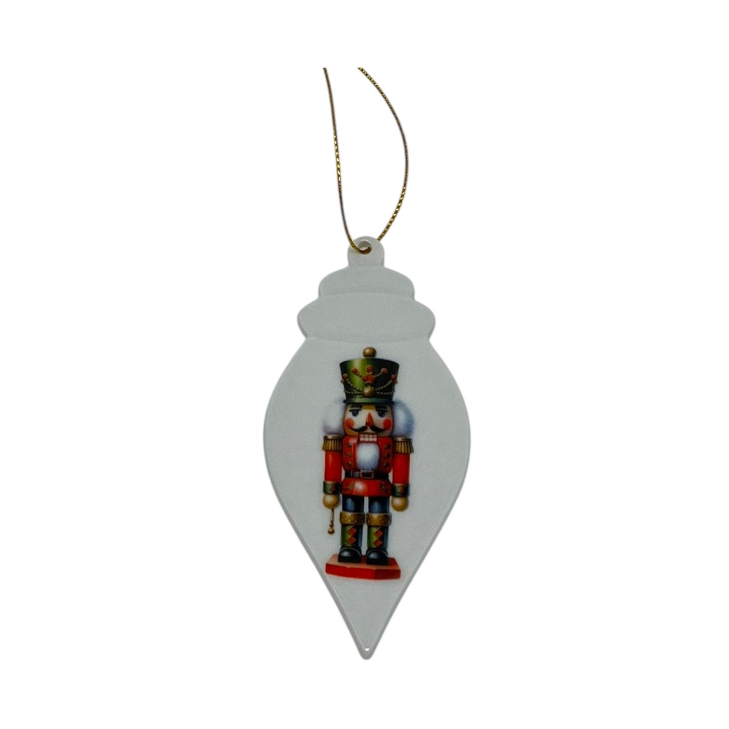 Holiday Nutcracker Teardrop Porcelain Ornament