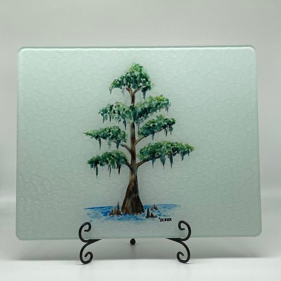 Cypress Tree Glass Cutting Board, 12" X 15"