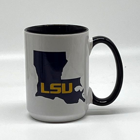 LSU - Louisiana State Mug, 15 oz. (purple handle and interior)