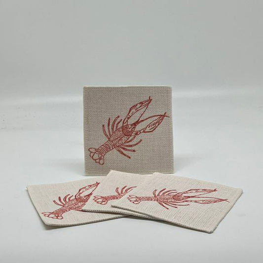 Crawfish Coasters (linen - set of 4)