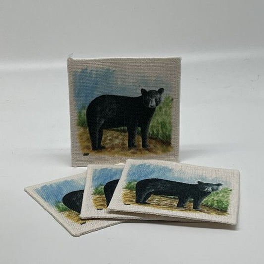 Black Bear Linen Coasters (set of 4)