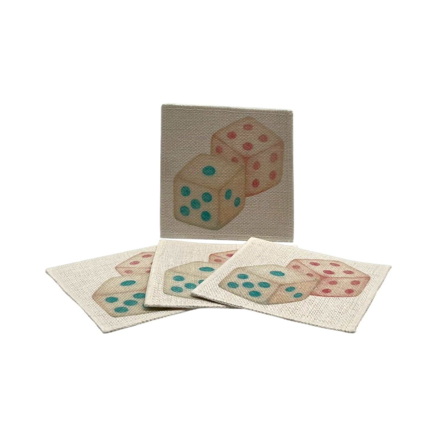 Mahjong Dice Coasters (linen - set of 4)