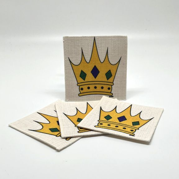 Mardi Gras Crown Coasters (linen - set of 4)