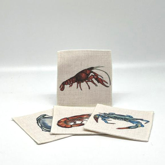 Seafood Coasters (linen - set of 4)