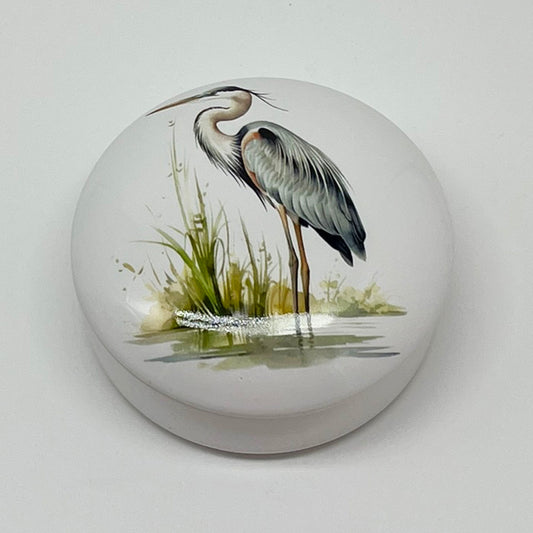 Blue Heron Box, 3 1/4" diameter