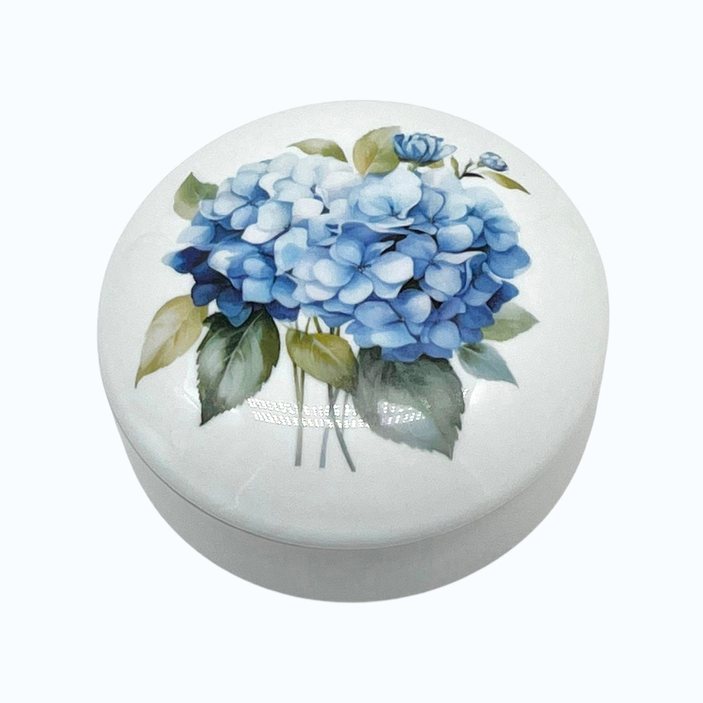 Blue Hydrangea Box, 3 1/4" diameter