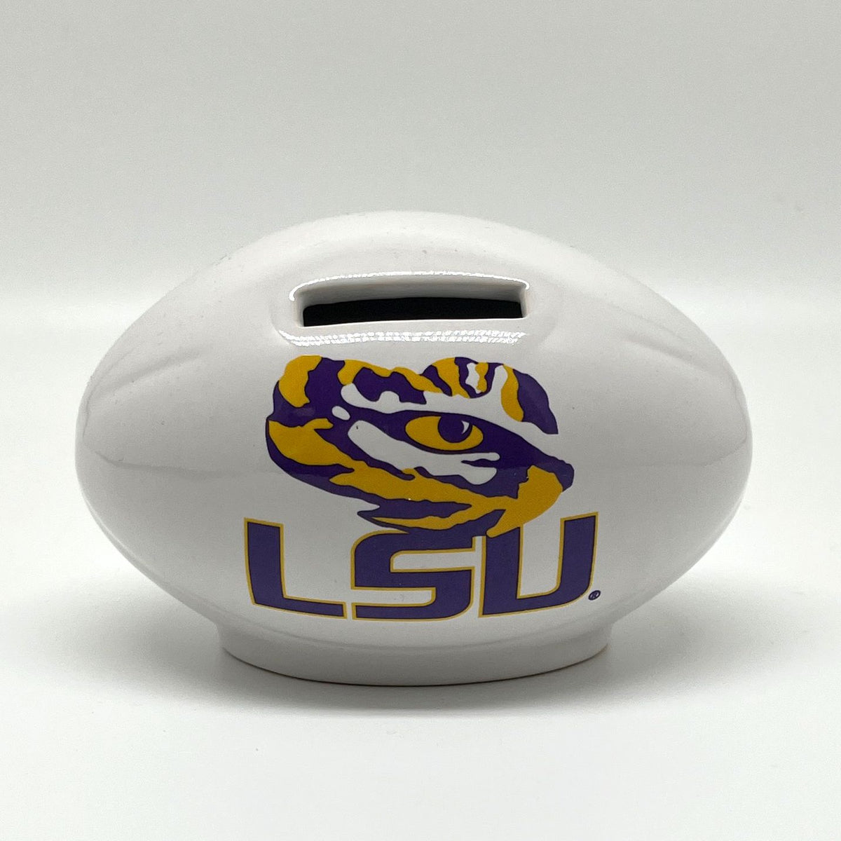 Officially Licensed LSU Tigers Football-Shaped Bank – 5.25"