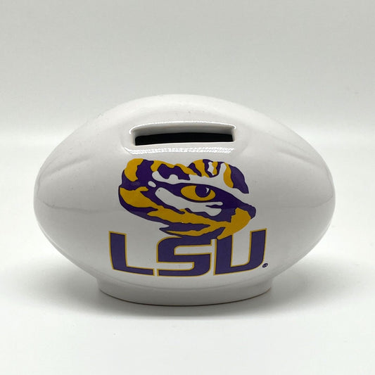 Officially Licensed LSU Tigers Football-Shaped Bank – 5.25"