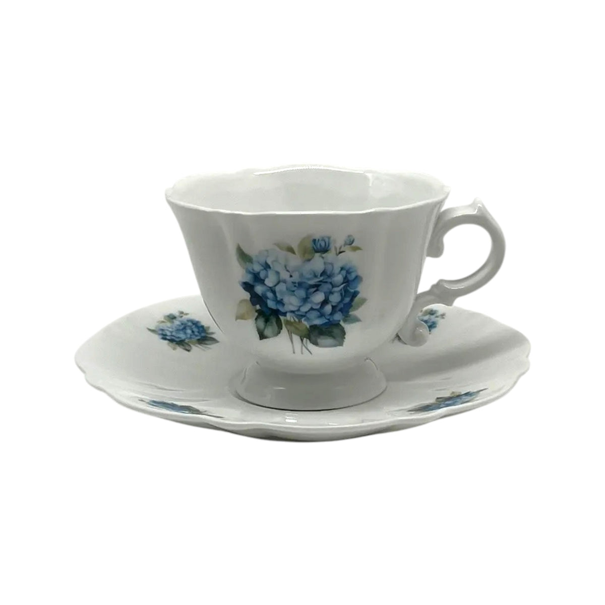 Blue Hydrangea Porcelain Cup & Saucer Set