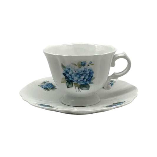 Blue Hydrangea Porcelain Cup & Saucer Set