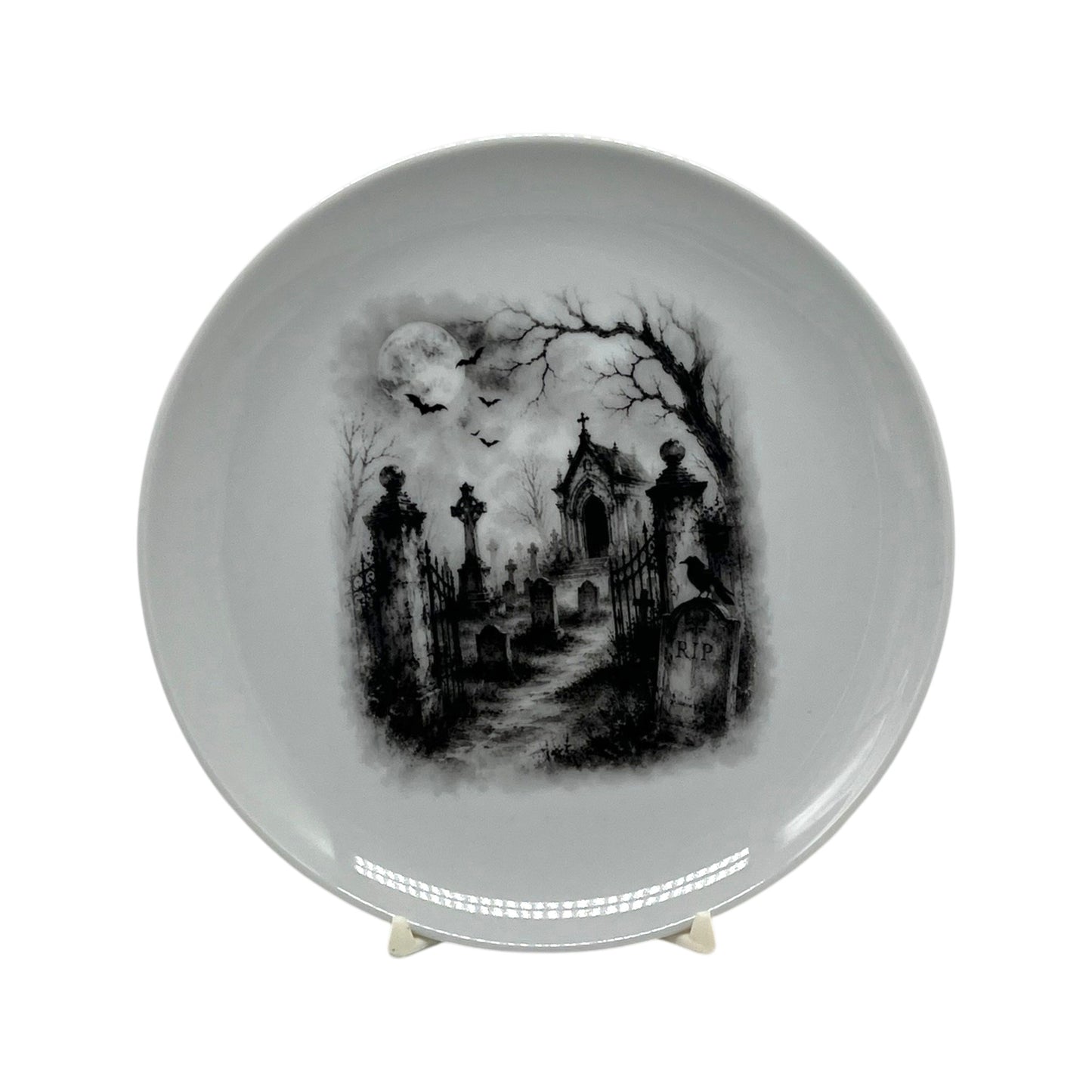Midnight Cemetery Halloween Coupe Plate, 6.25"