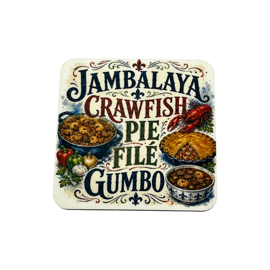 Jambalaya, Crawfish Pie, Filé Gumbo Coaster – 4" Square