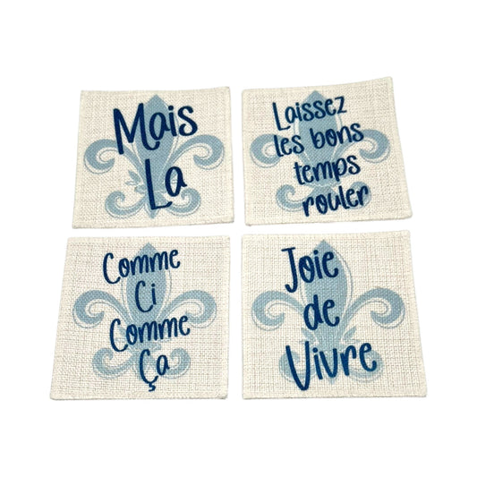 Cajun French Coasters (linen - set of 4)