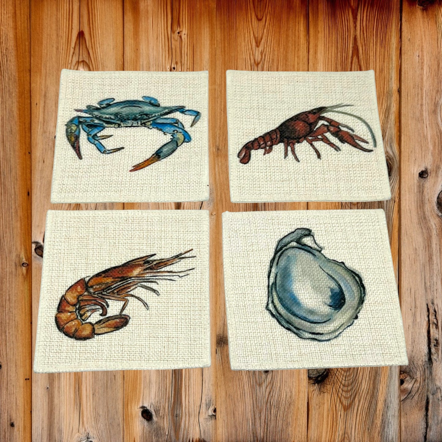 Seafood Coasters (linen - set of 4)
