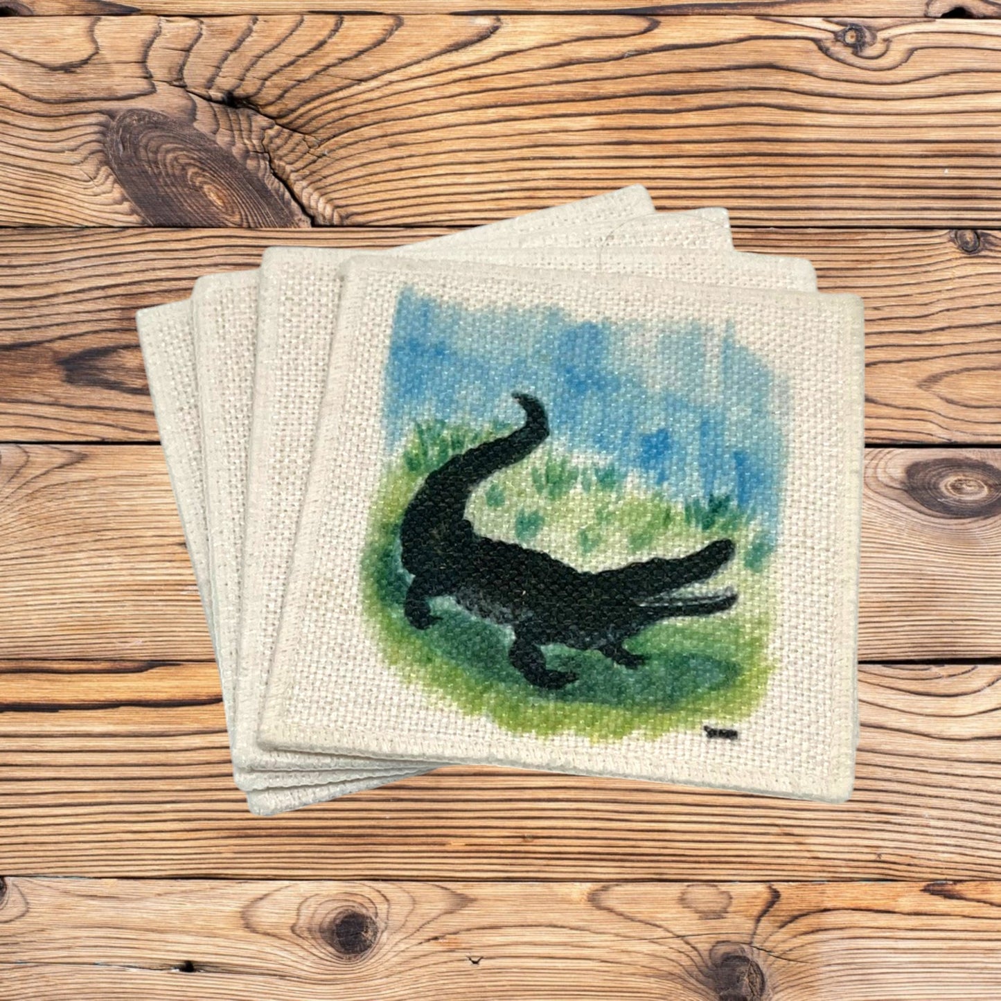 Alligator Coasters (linen - set of 4)