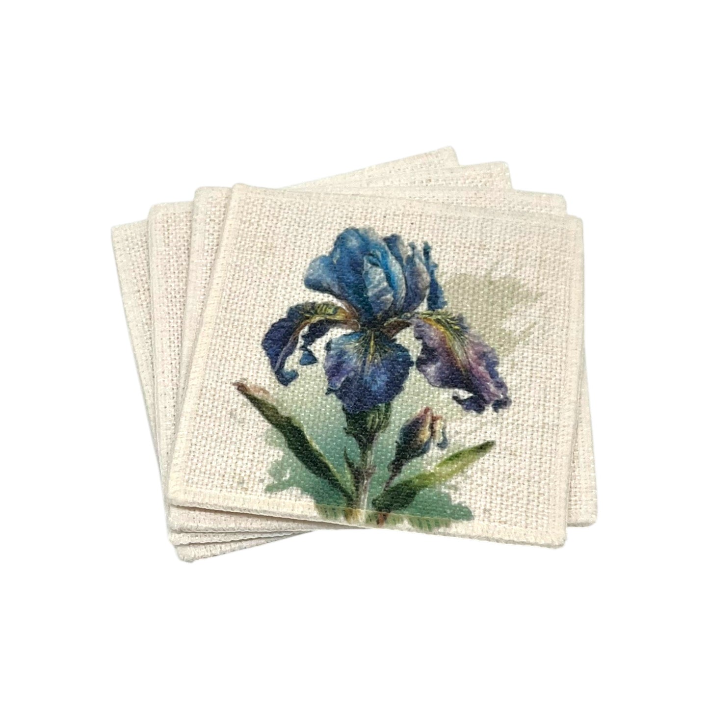Purple Iris Coasters (linen - set of 4)