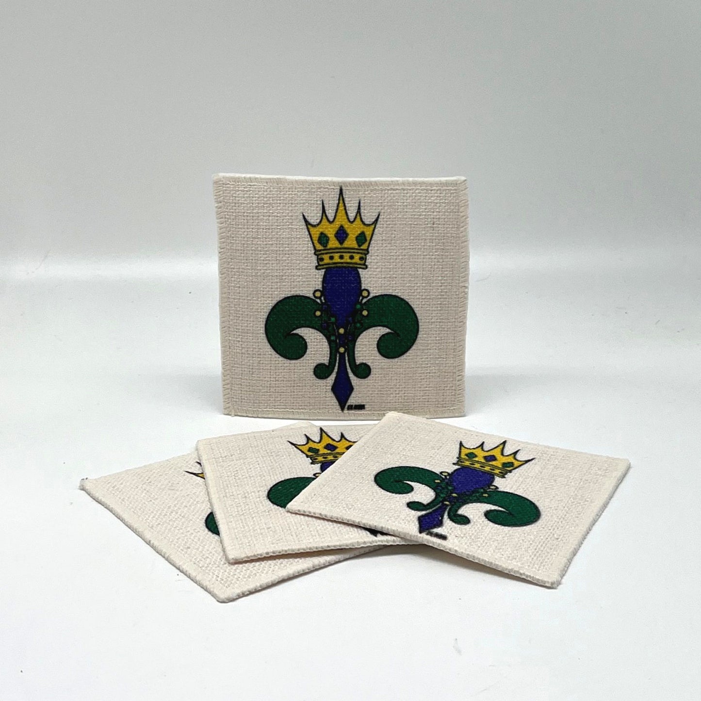 Mardi Gras Fleur de Lis Coasters (linen - set of 4)
