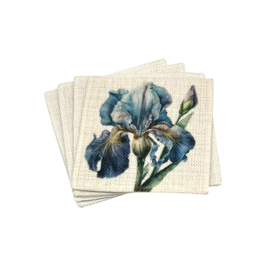 Purple Iris Coasters (linen - set of 4)