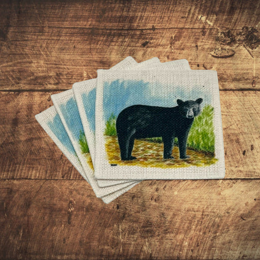 Black Bear Coasters (linen - set of 4)