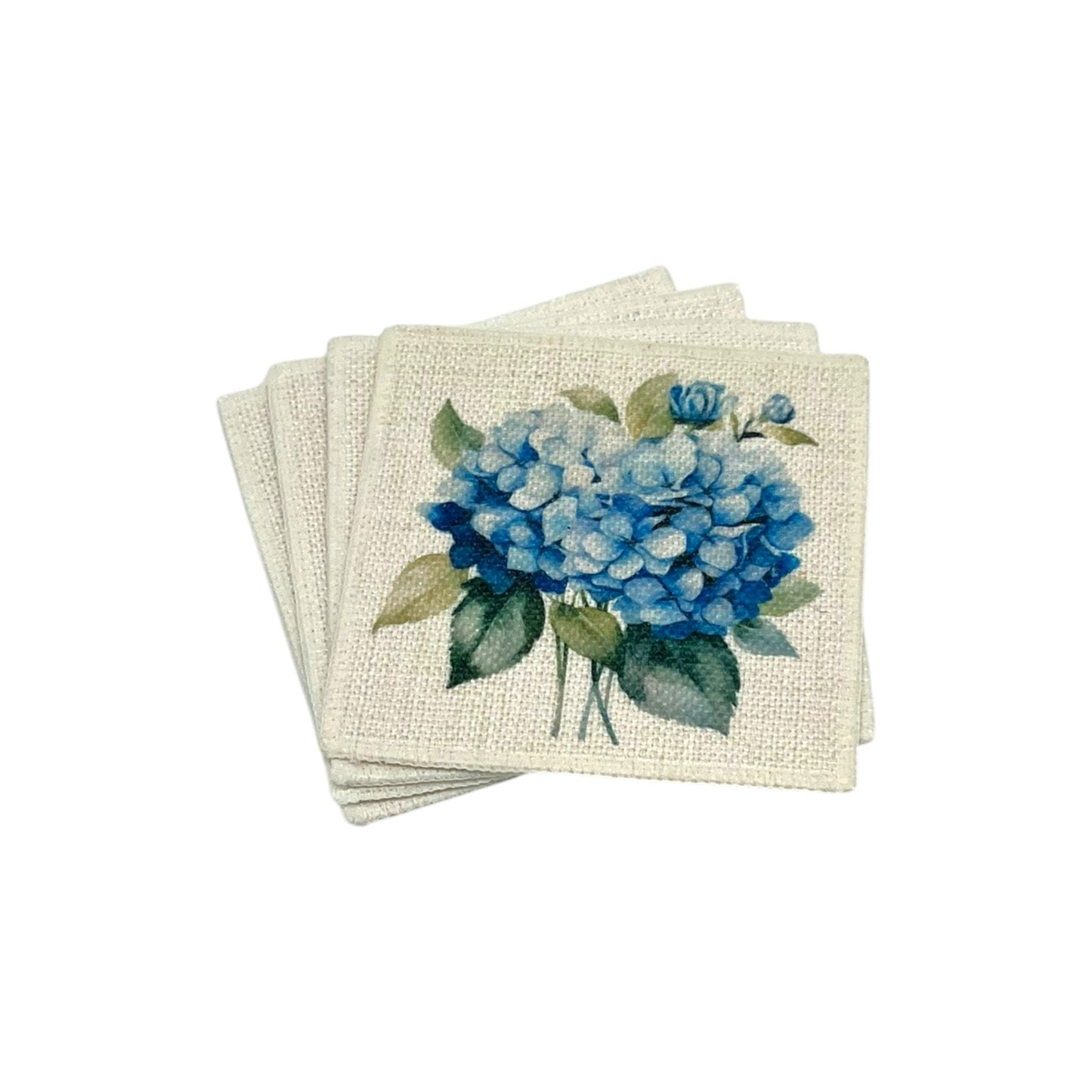 Blue Hydrangea Coasters (linen - set of 4)