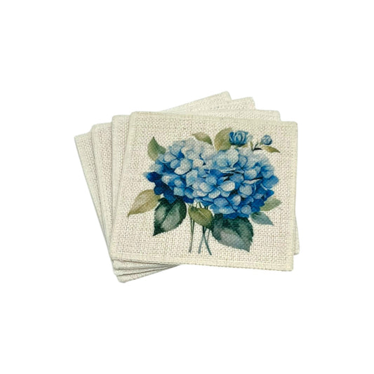 Blue Hydrangea Coasters (linen - set of 4)