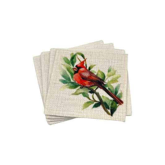 Cardinal Coasters (linen - set of 4)