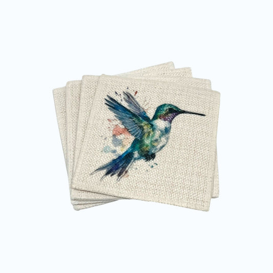 Hummingbird Coasters (linen - set of 4)