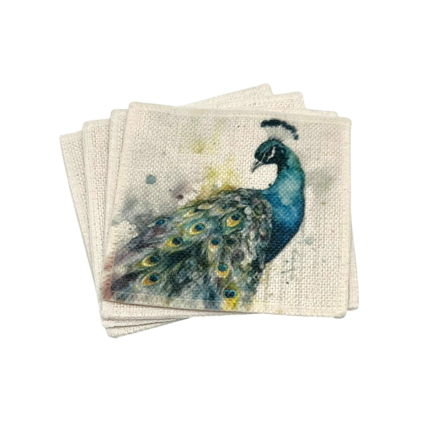 Peacock Coasters (linen - set of 4)