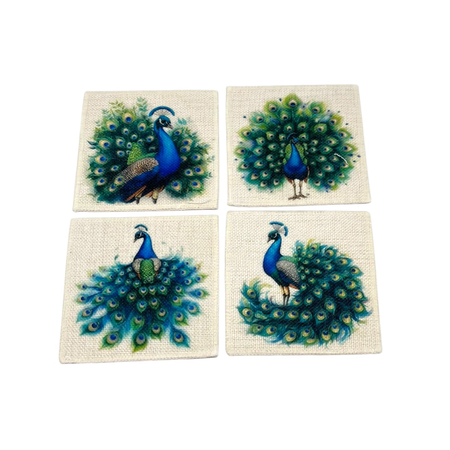 Peacock Coasters (linen - set of 4)