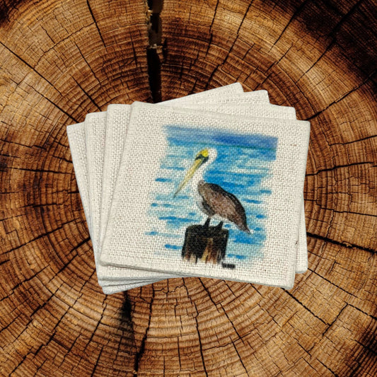 Pelican Coasters (linen - set of 4)