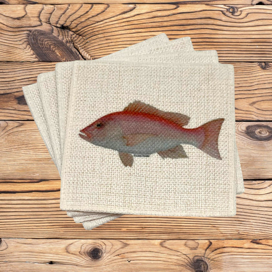 Red Snapper Coasters (linen - set of 4)