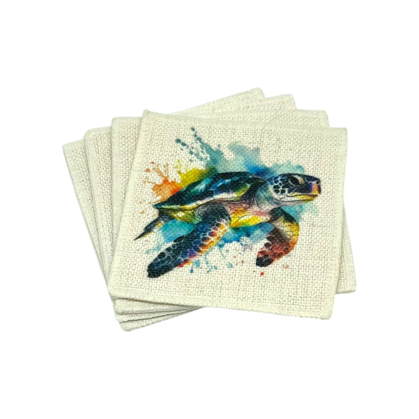 Sea Turtle Coasters (linen - set of 4)