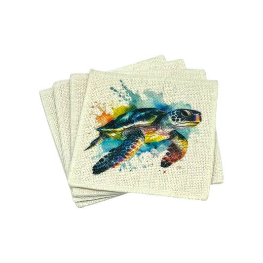 Sea Turtle Coasters (linen - set of 4)