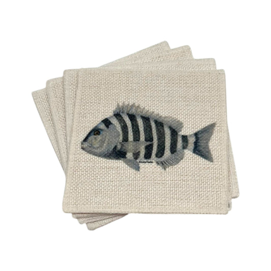 Sheephead Coasters (linen - set of 4)