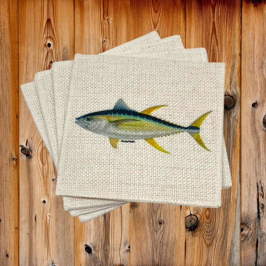 Yellow Fin Tuna Coasters (linen - set of 4)