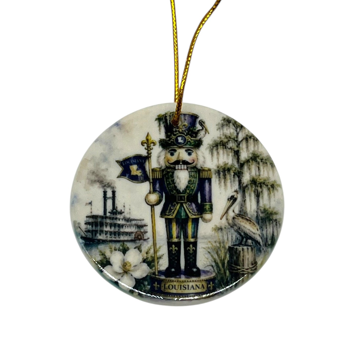 Louisiana Nutcracker Porcelain Ornament – 3"