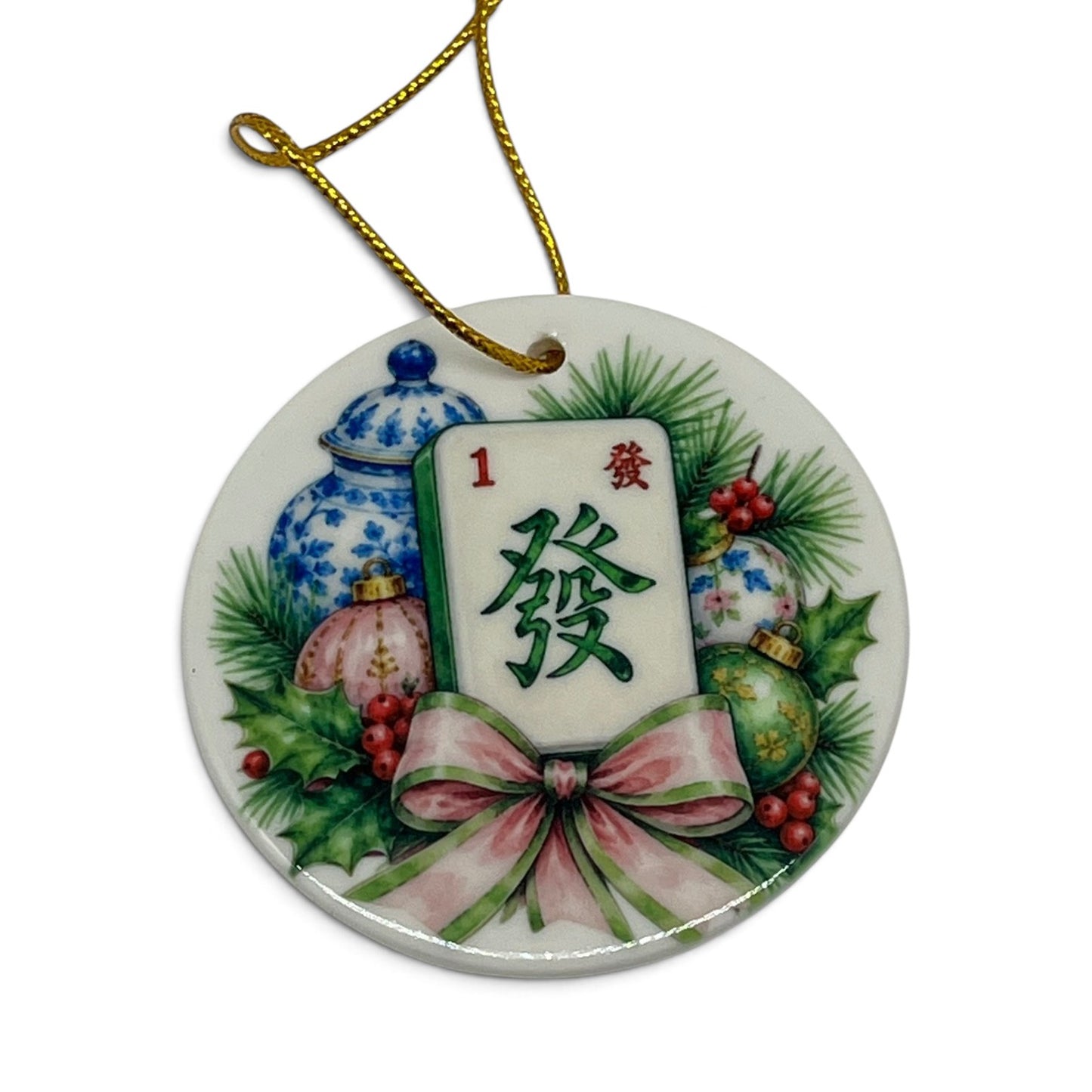 Yuletide Mahjong Porcelain Ornament – 3"