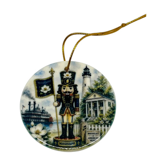 Mississippi Nutcracker Porcelain Ornament – 3"