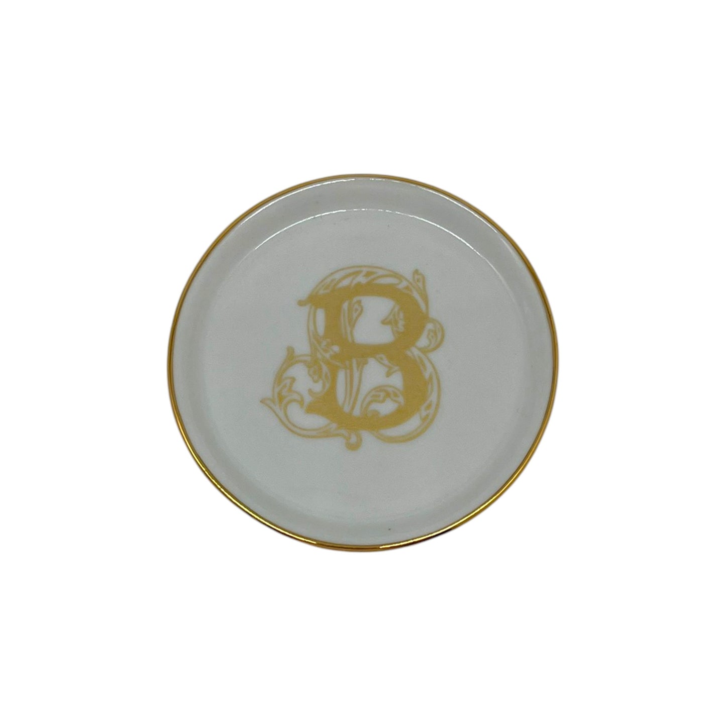 Faux Gold Monogram Gold Banded Coaster, 4"